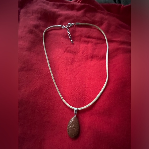 Hand Crafted Gold Sandstone Pendant Corded Medallion Necklace Handmade Hand Made - Picture 2 of 2